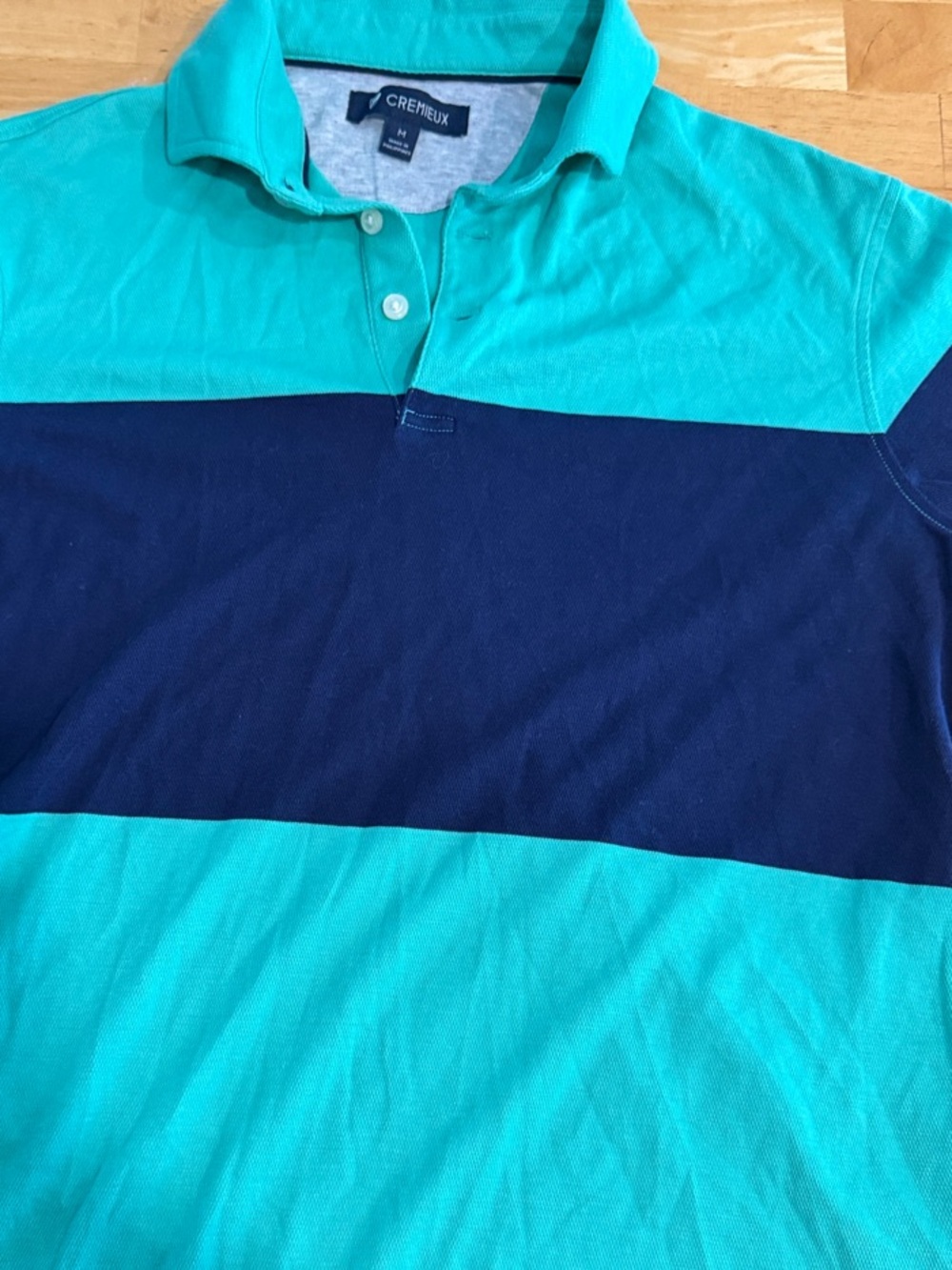 Daniel Cremieux Men's Teal and Navy Wide-Stripe Polo